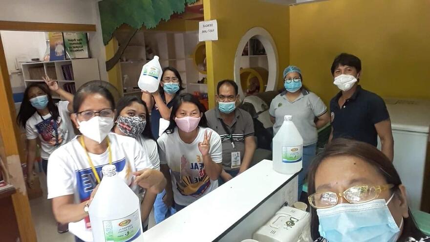 Health workers at the Tunasan Health Center in the Philippines receive the Rabies Saviors donation from the generous donors through GARC. 
