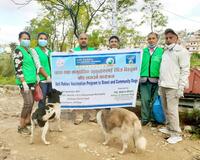Voice of Animal Nepal celebrates GARC's World Rabies Day with a banner, education and dog rabies vaccination.