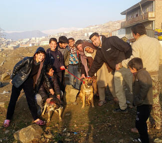 Afghan children curious to watch Mayhew's team
