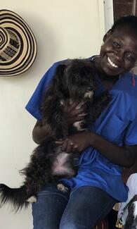 Dr. Bany at Gatbany Veterinary Clinic with a Havanese puppy who came for her first vaccination against Rabies.