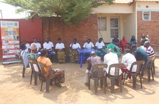 A group of community chiefs and LSPCA vaccination team during the rabies sensitization meeting.
