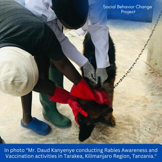 Daudi Kanyenye Conducting Dogs Vaccination in Tarakea Kilimanjaro region in Tanzania