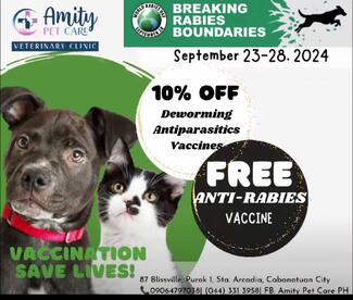 FREE ANTI-RABIES VACCINE and 10% off DISCOUNT on vaccines, deworming and antiparasitics