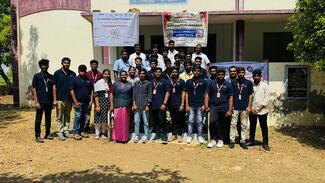 Group Picture of Dr. Arunbalaji, ADAH, Dr. Ramesh Kumar, Veterinarian, Dr J Philip Robinson, HoD, Ms T Swathy, AP, Department of Food Technology, Mr Tamilarasu, Department of Chemistry, Dr. N. Lalithamani, Professor, Department of Maths, Student Volunteers of NSS, K.S.Rangasamy College of Technology