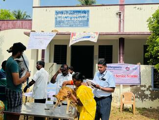 Injecting the Rabies Vaccine to Pet animal by Dr. Ramesh Kumar