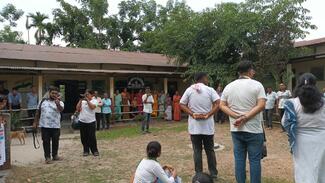 Street play performed by the students of Tezpur University at Gorhpal, Bishwanath District