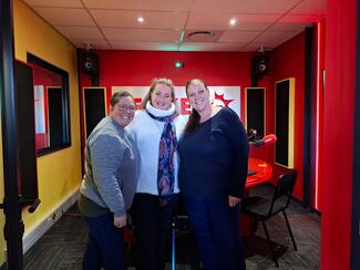 With radio show host, Dedre Madden