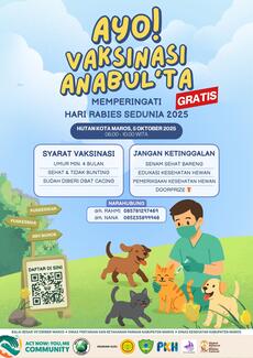 Vaksinasi Rabies Gratis di Kabupaten Maros, Indonesia. Tanggal 5 Oktober 2025 di Hutan Kota Maros