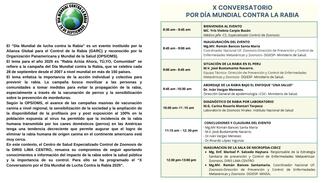 PROGRAMA DEL X CONVERSATORIO POR EL DIA MUNDIAL CONTRA LA RABIA CSECZ DIRIS LC