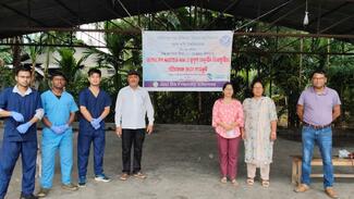 Dr. A.J Nath, Dr. B.K.Sarma, Dr. M.Regon, Dr. P. Konwar and students at vaccination programme