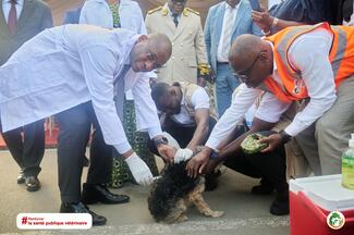 Vaccination de chien par le Ministre des ressources animales et Halieutiques, JMR 2025, CI