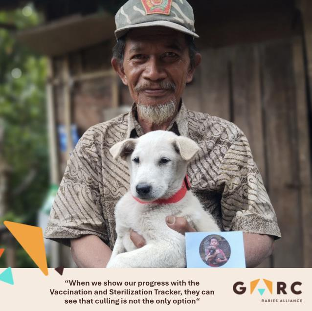 Man with dog vaccinated by Bali Paws