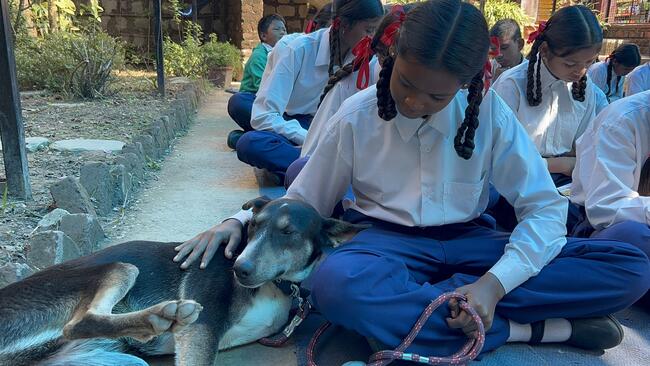 Dharamsala Animal Rescue children with dog