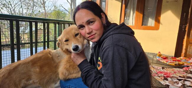 Dharamsala Animal Rescue team with dog