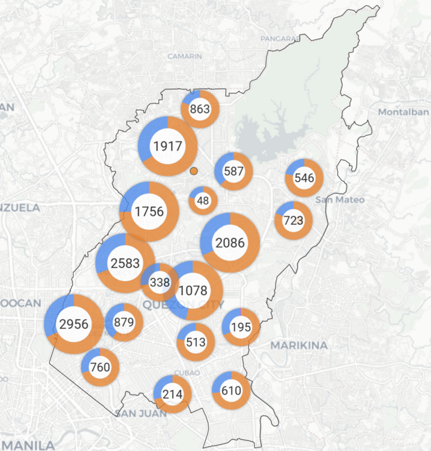 Quezon City vaccination map using GARC surveillance tools