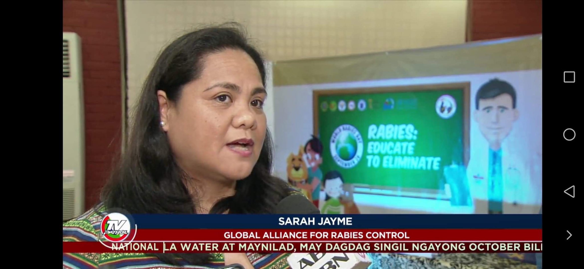 Dr Sarah Jayme of GARC participates in a TV interview about the education initiatives in the Philippines.